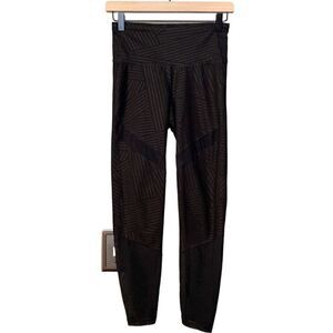 Old Navy Active Go Dry Black Legging Pants Workout Striped Mesh Insert